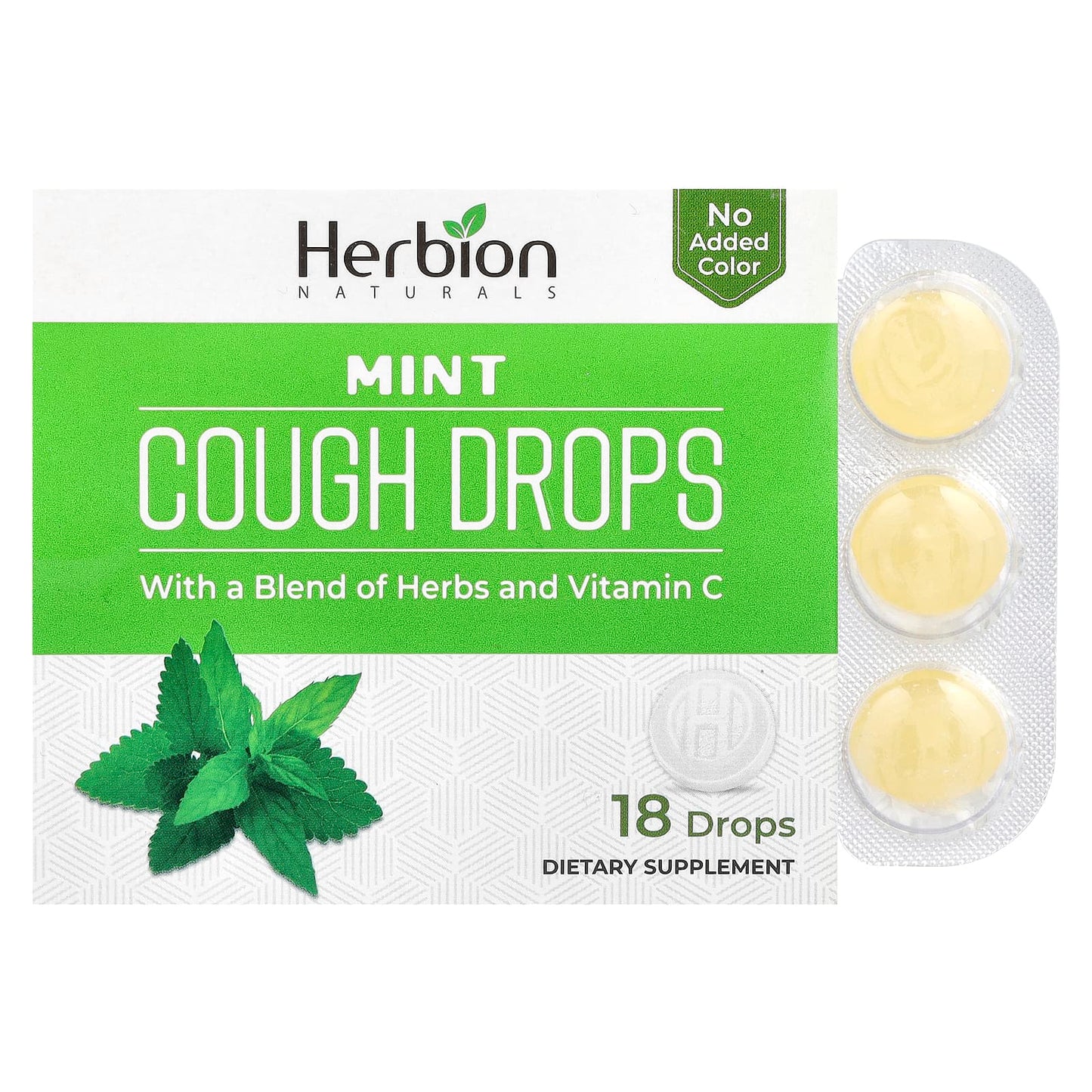 Natural Cough Relief Drops by Herbion Naturals - 18 Mint Flavored Lozenges - Image 1