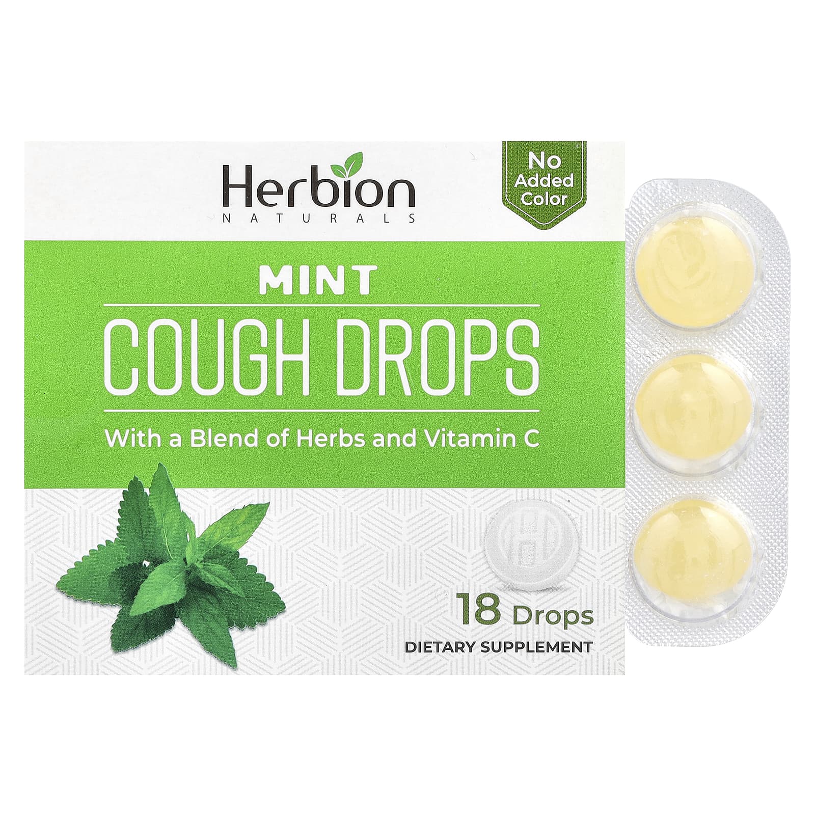 Natural Cough Relief Drops by Herbion Naturals - 18 Mint Flavored Lozenges - Image 1