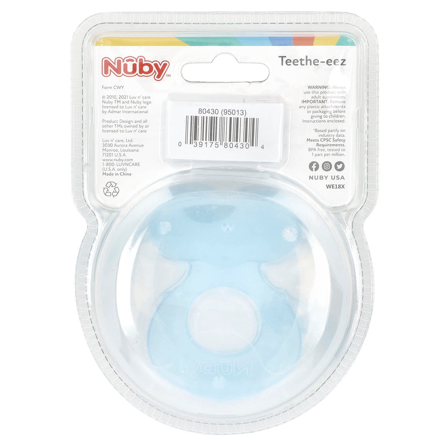 Nuby, Teethe-eez, Silicone Teether, 3+ Months, Blue, 1 Count - Image 2