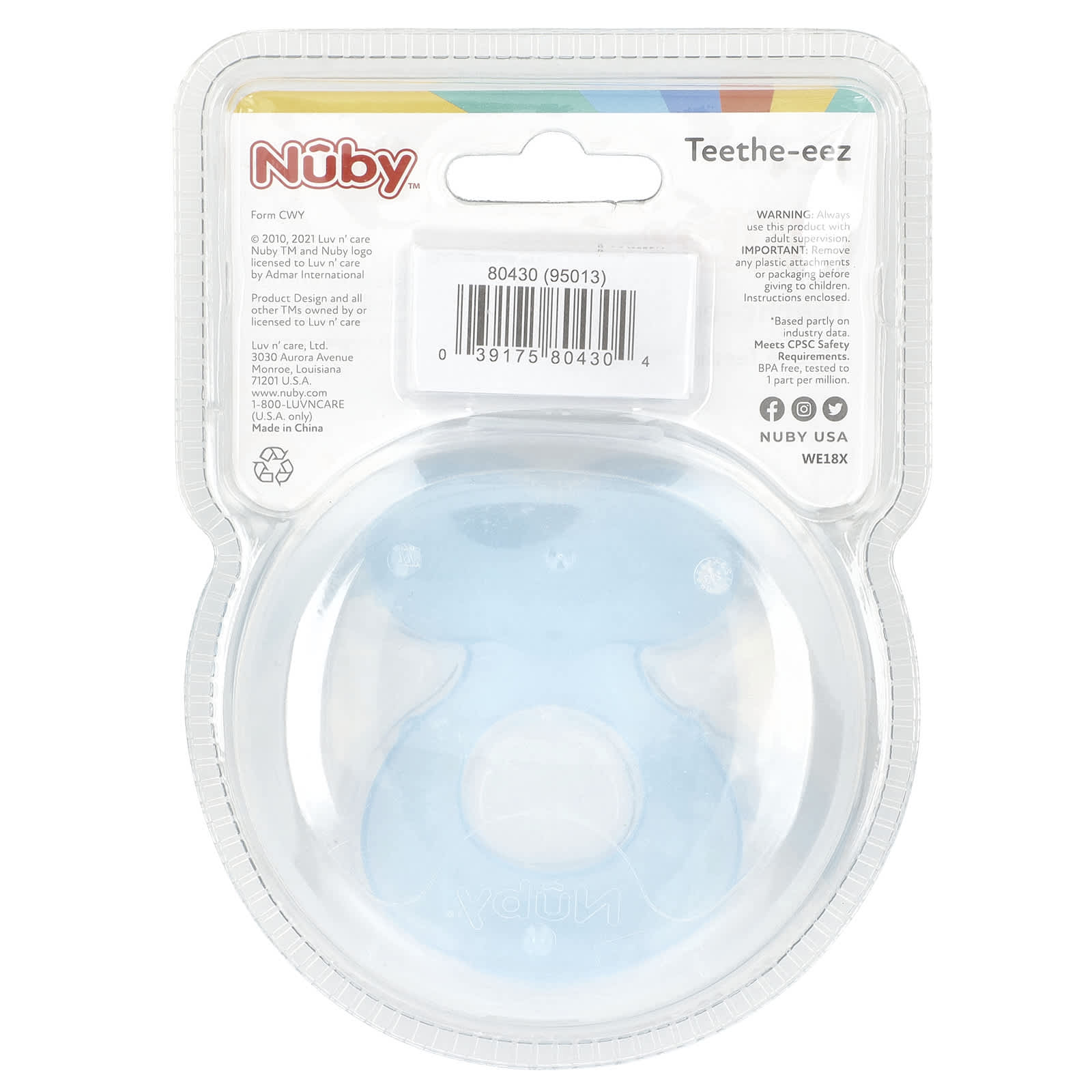 Nuby, Teethe-eez, Silicone Teether, 3+ Months, Blue, 1 Count - Image 2
