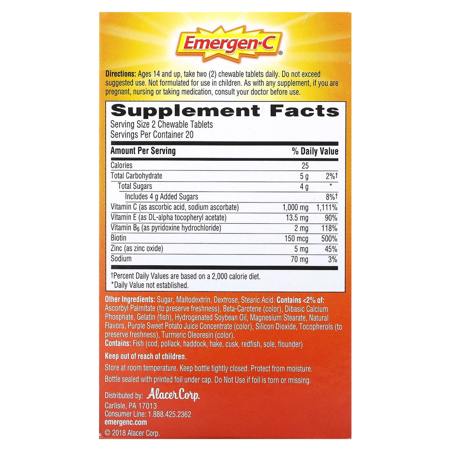 Immune Support with Emergen-C Orange Blast Vitamin C Chewables - 40 Tablets - Image 2