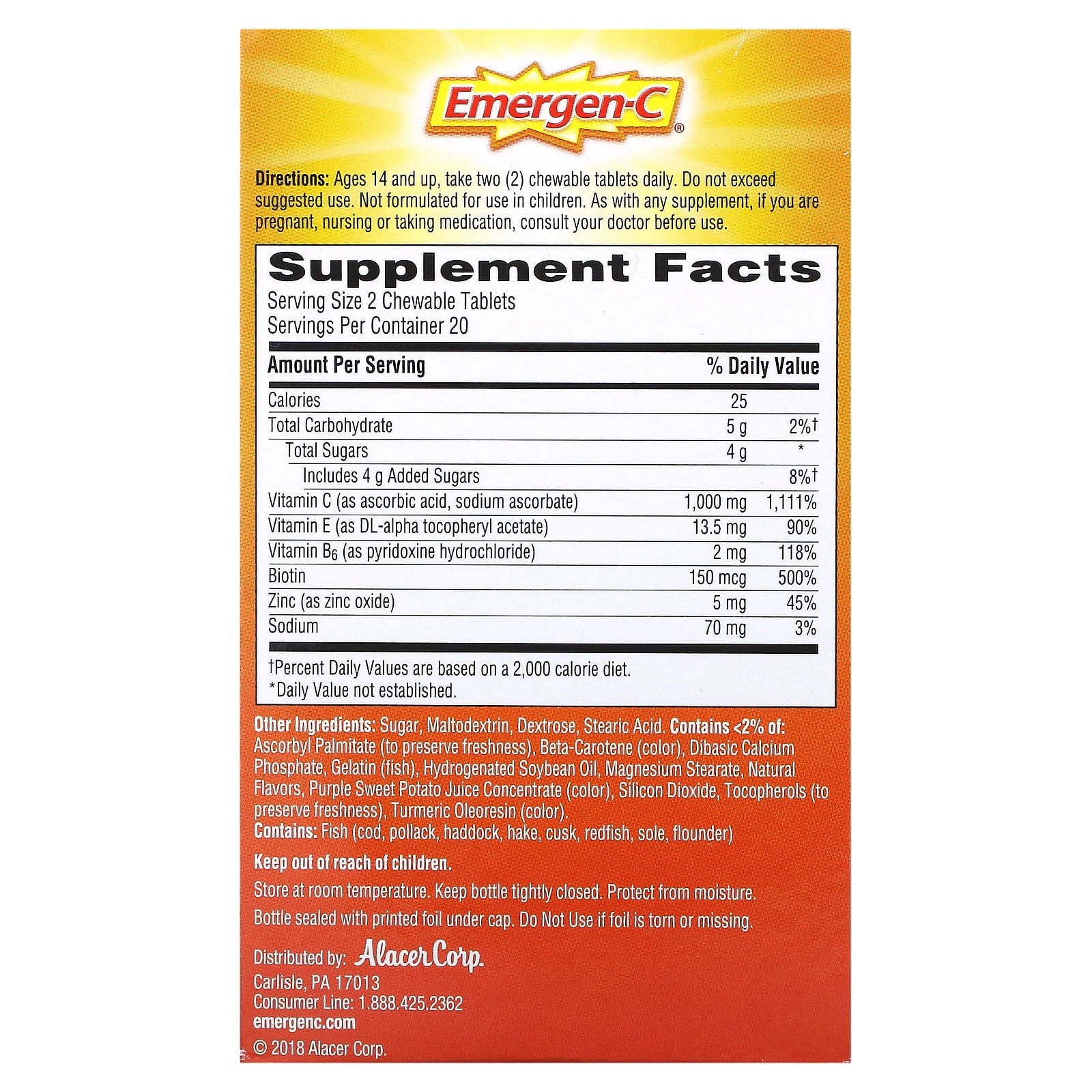 Immune Support with Emergen-C Orange Blast Vitamin C Chewables - 40 Tablets - Image 2