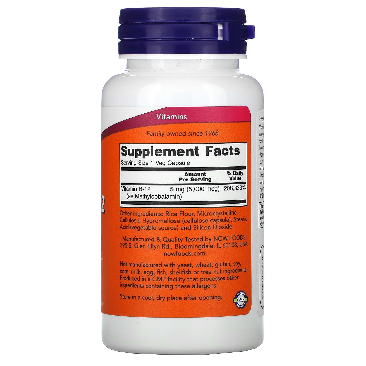 NOW Foods, Methyl B-12, 5,000 mcg, 90 Veg Capsules - Image 2