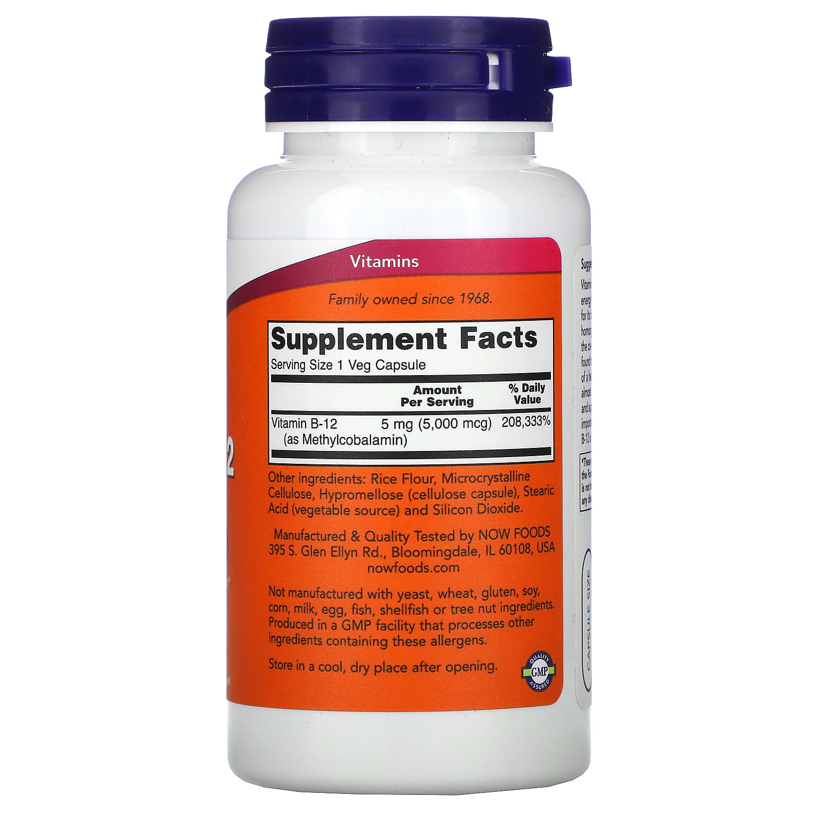 NOW Foods, Methyl B-12, 5,000 mcg, 90 Veg Capsules - Image 2