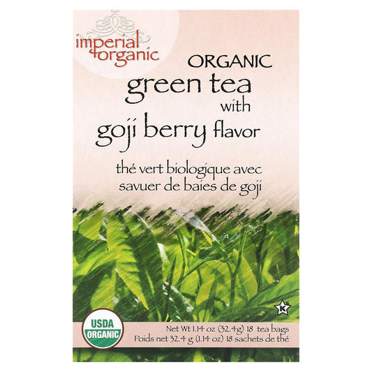 Uncle Lee's Tea, Imperial Organic, Green Tea with Goji Berry, 18 Tea Bags, 1.14 oz (32.4 g) - Image 1