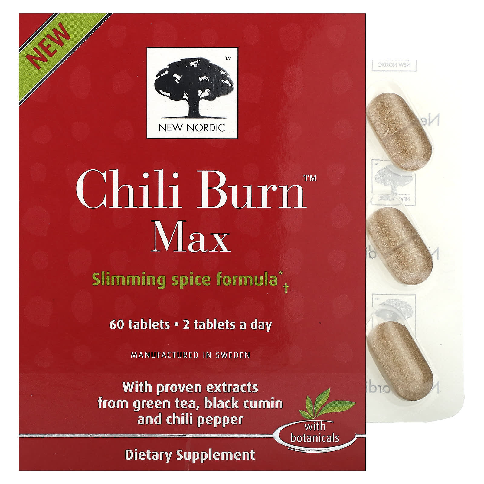 New Nordic, Chili Burn Max, 60 Tablets - Image 1