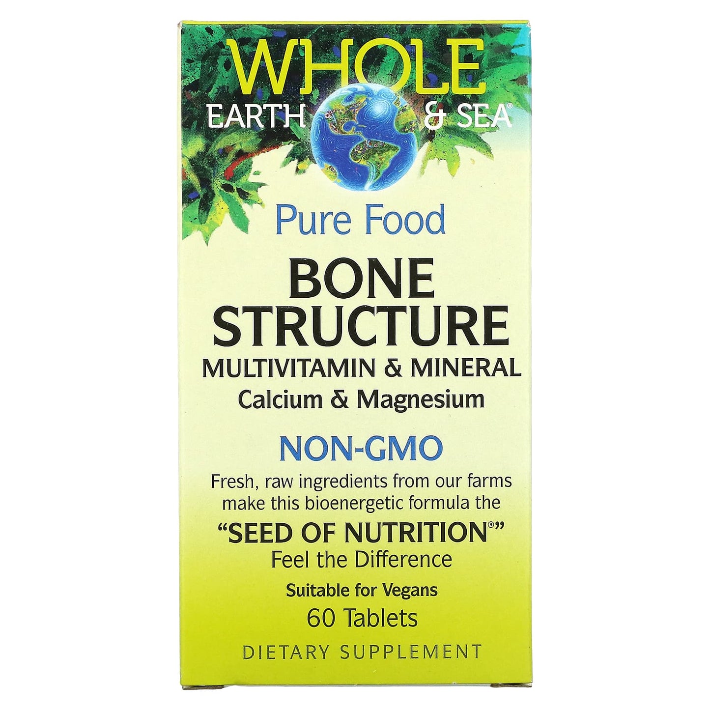 Natural Factors, Whole Earth & Sea, Bone Structure Multivitamin & Mineral, Calcium & Magnesium, 60 Tablets - Image 1