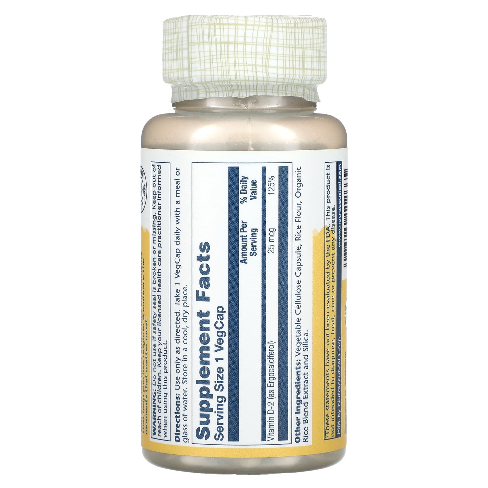 Solaray, Dry Form Vitamin D-2, 25 mcg, 60 VegCaps - Image 2
