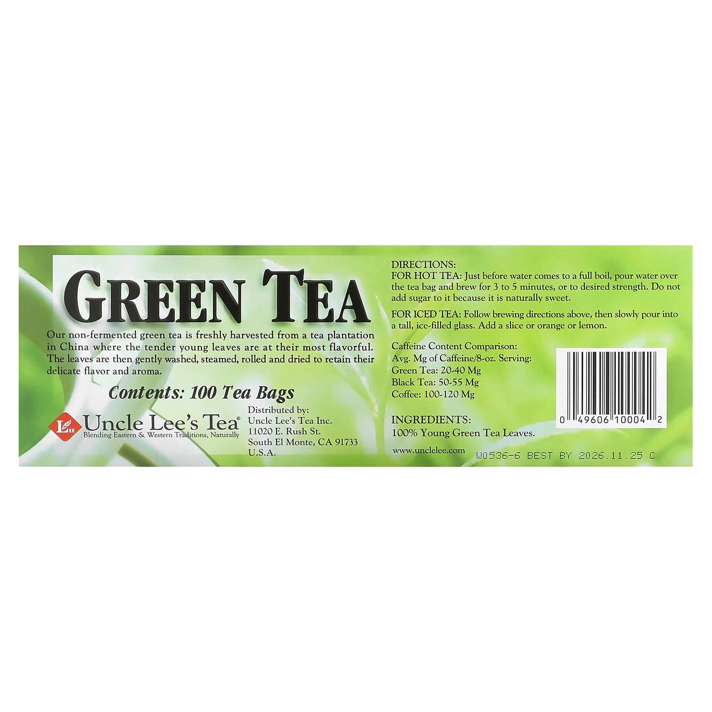 Uncle Lee's Tea, Legends of China, Green Tea, 100 Tea Bags, 5.64 oz - Image 2