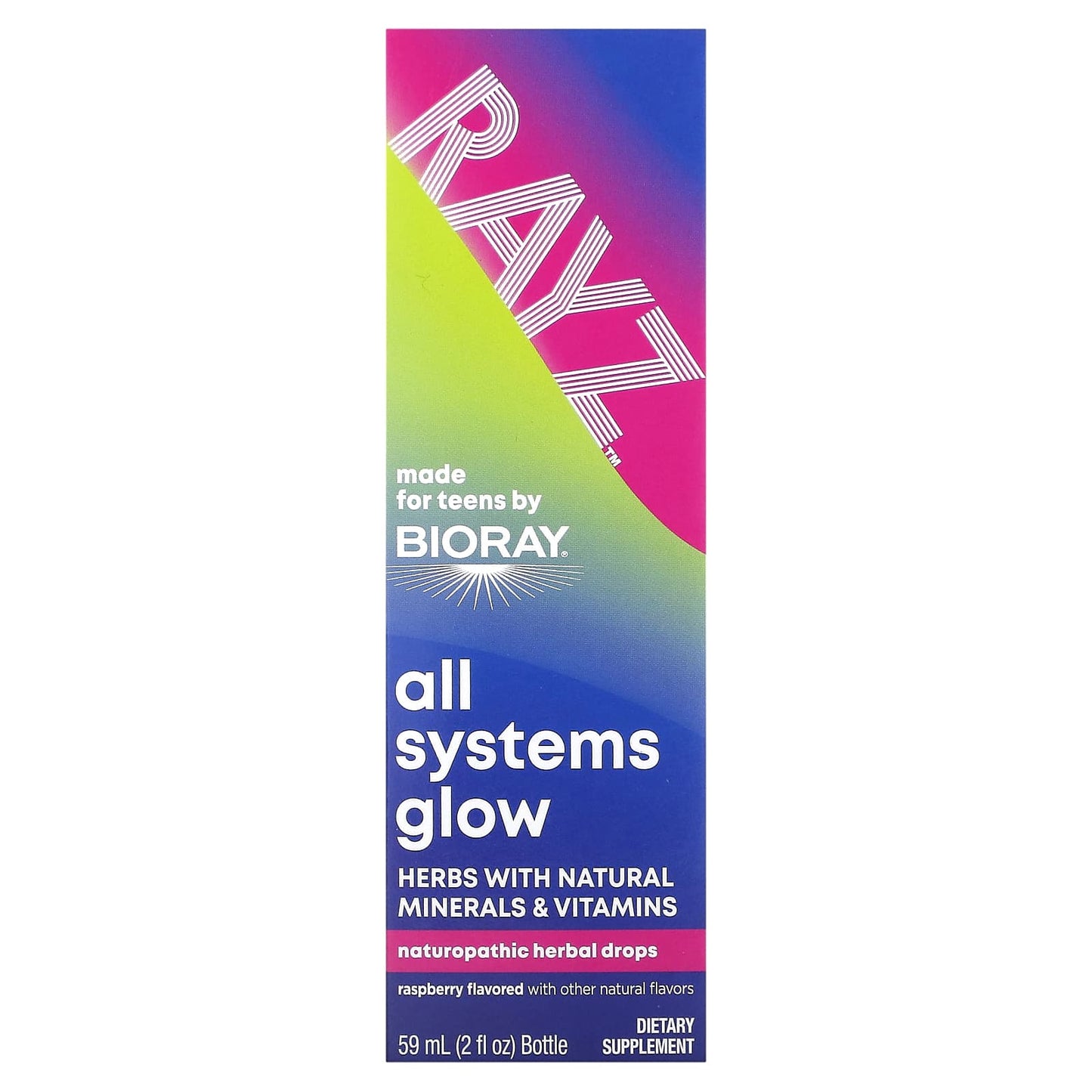 Bioray All Systems Glow for Teens, Natural Dietary Supplement, Raspberry Flavor, 2 fl oz - Image 1