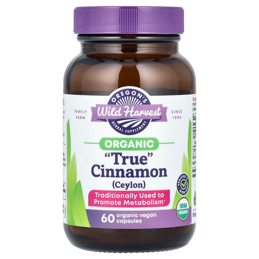 Oregon's Wild Harvest, Organic "True" Cinnamon (Ceylon), 60 Organic Vegan Capsules (450 mg per Capsule) - Image 1