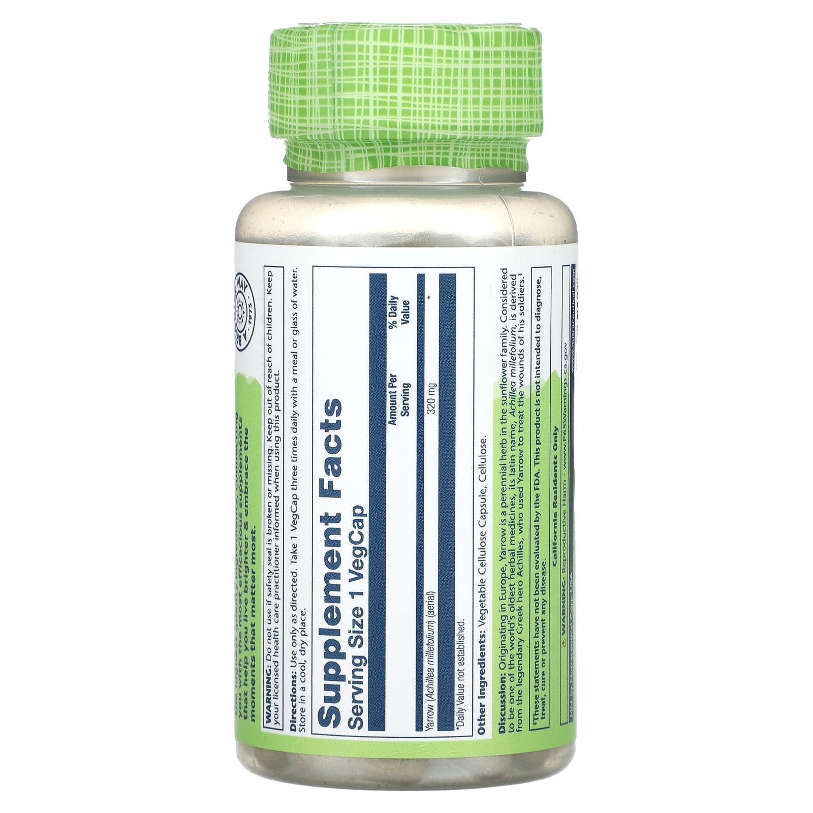 Solaray, True Herbs, Yarrow, 320 mg, 100 VegCaps - Image 2