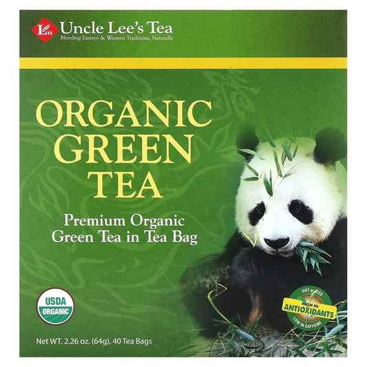 Uncle Lee's Tea, Organic Green Tea, 40 Tea Bags, 2.26 oz (64 g) - Image 1