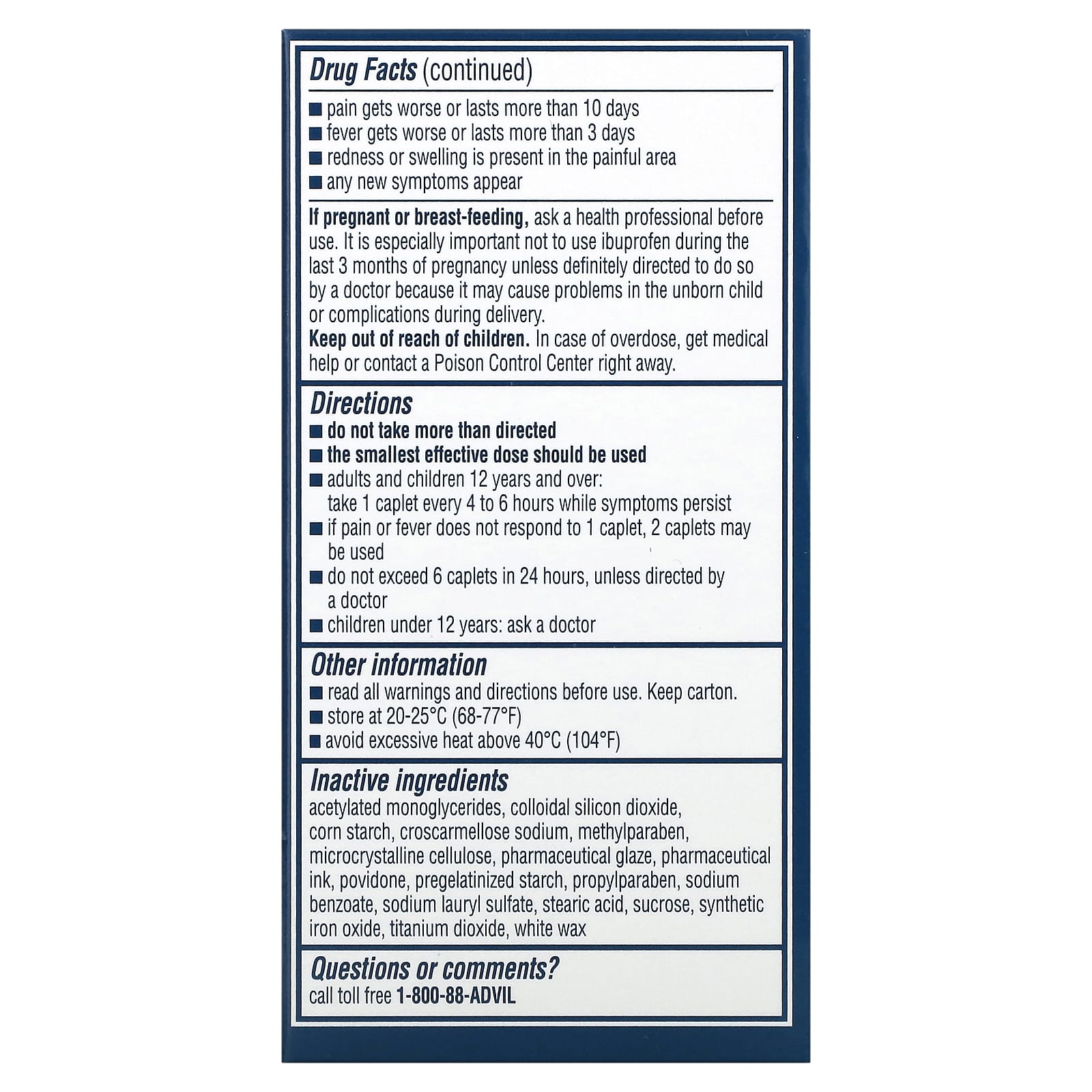 Advil 200mg Ibuprofen Pain Reliever Tablets, 100 Coated Caplets - Image 2