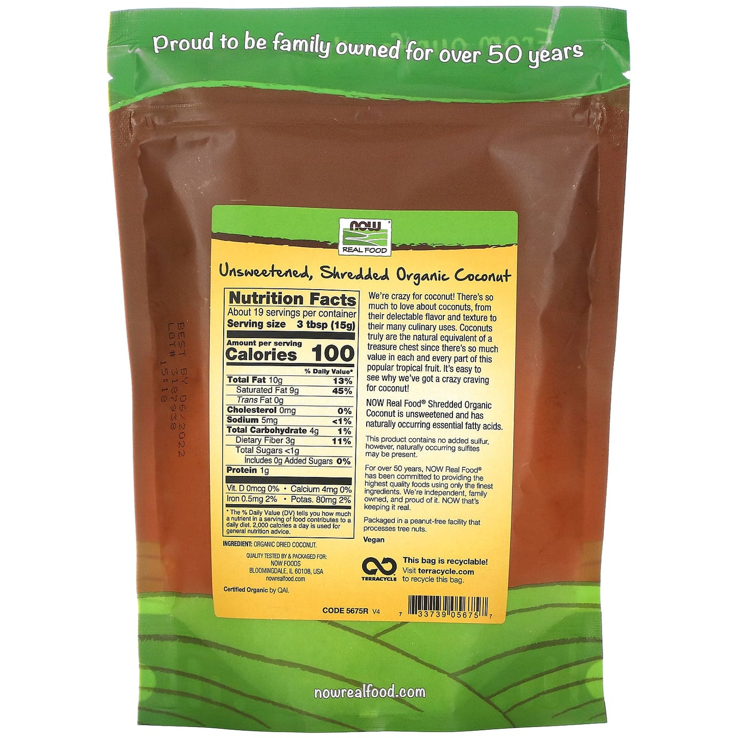 NOW Foods, Real Food, Organic Coconut, Unsweetened, Shredded, 10 oz (284 g) - Image 2