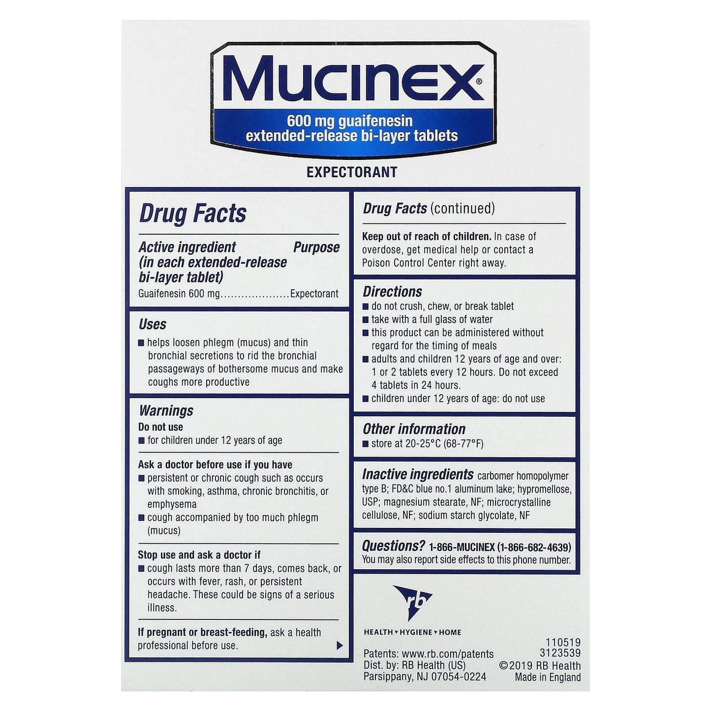 Mucinex, 600 mg, 20 Extended-Release Bi-Layer Tablets - Image 2