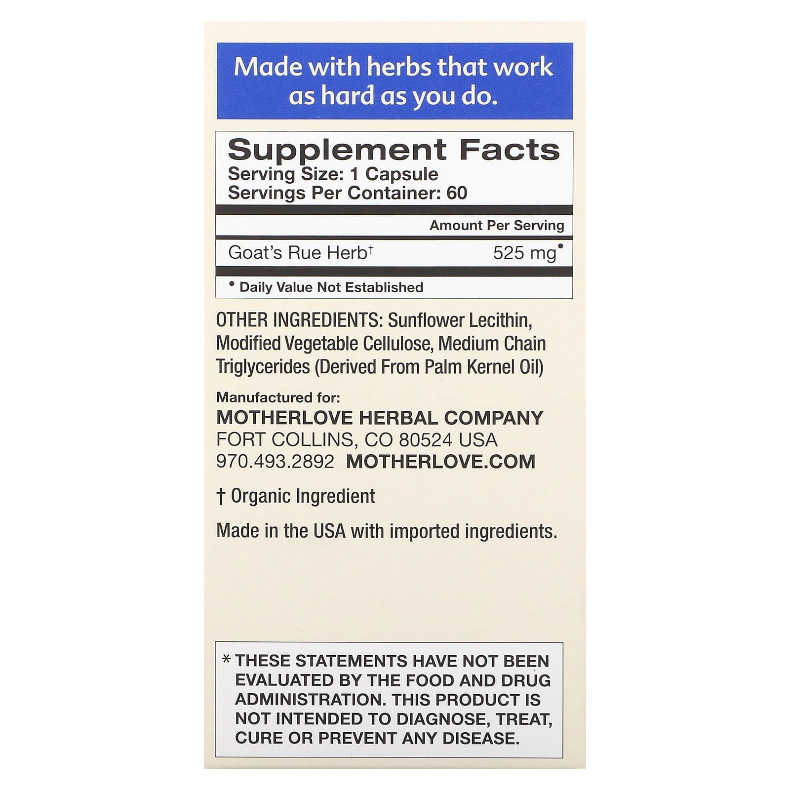 Motherlove, Breastfeeding, Goat's Rue, 60 Liquid Capsules (525 mg per Capsule) - Image 2
