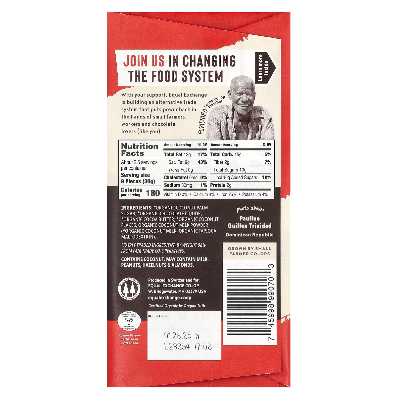 Decadent Organic Coconut Milk Chocolate Bars by Equal Exchange - Image 2