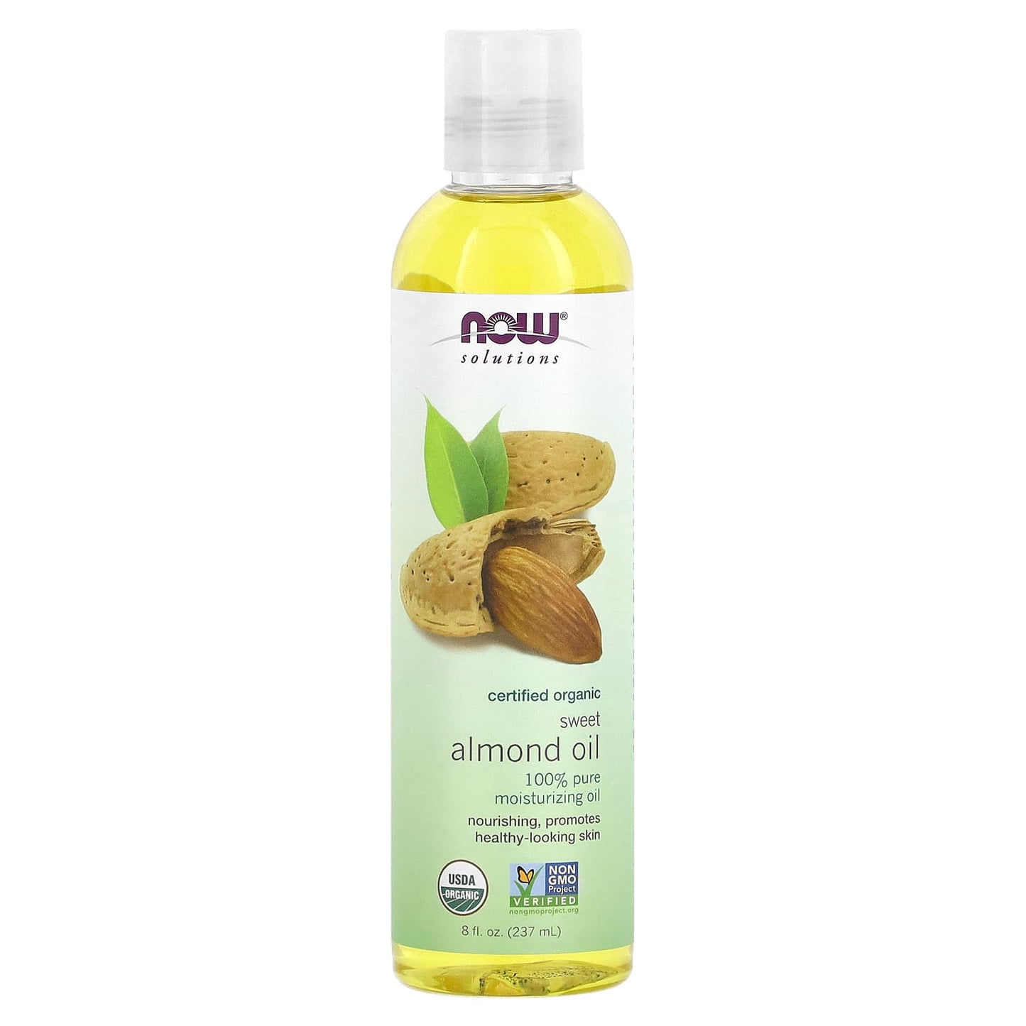 NOW Foods, Solutions, Certified Organic Sweet Almond Oil, 8 fl oz (237 ml) - Image 1