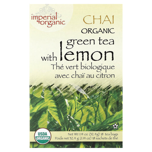 Uncle Lee's Tea, Imperial Organic, Green Tea With Lemon Chai, 18 Tea Bags, 1.14 oz (32.4 g) - Image 1
