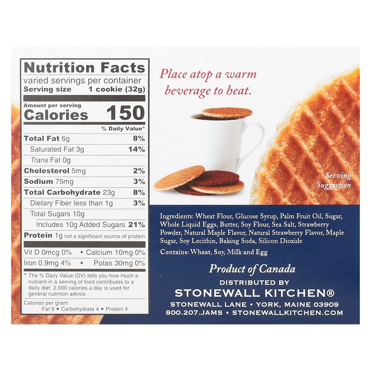 Stonewall Kitchen, Waffle Cookie, Strawberry Shortcake, 8 Dutch Waffle Cookies, 1.1 oz (32 g) Each - Image 2