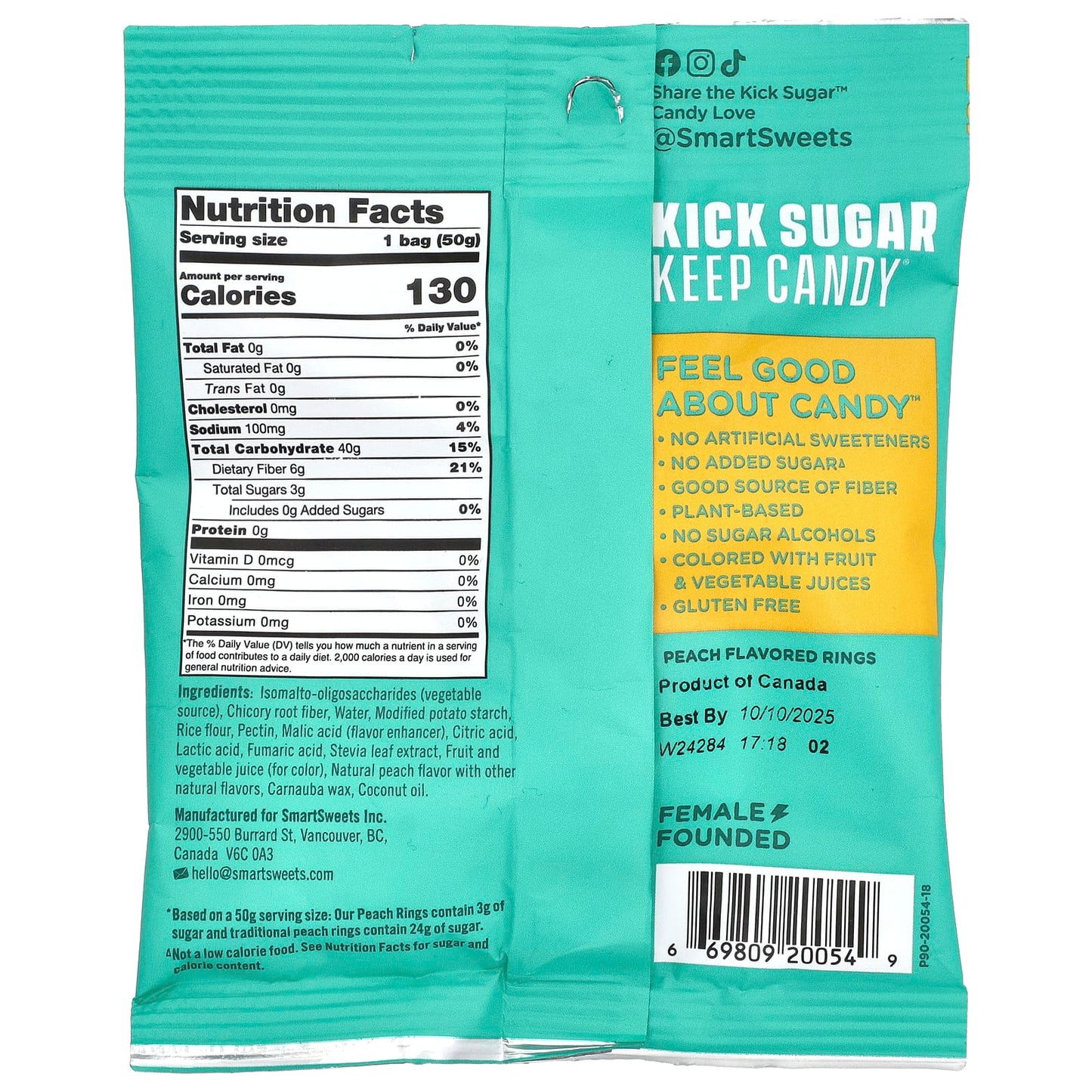 SmartSweets, Peach Rings, 1.8 oz (50 g) - Image 2