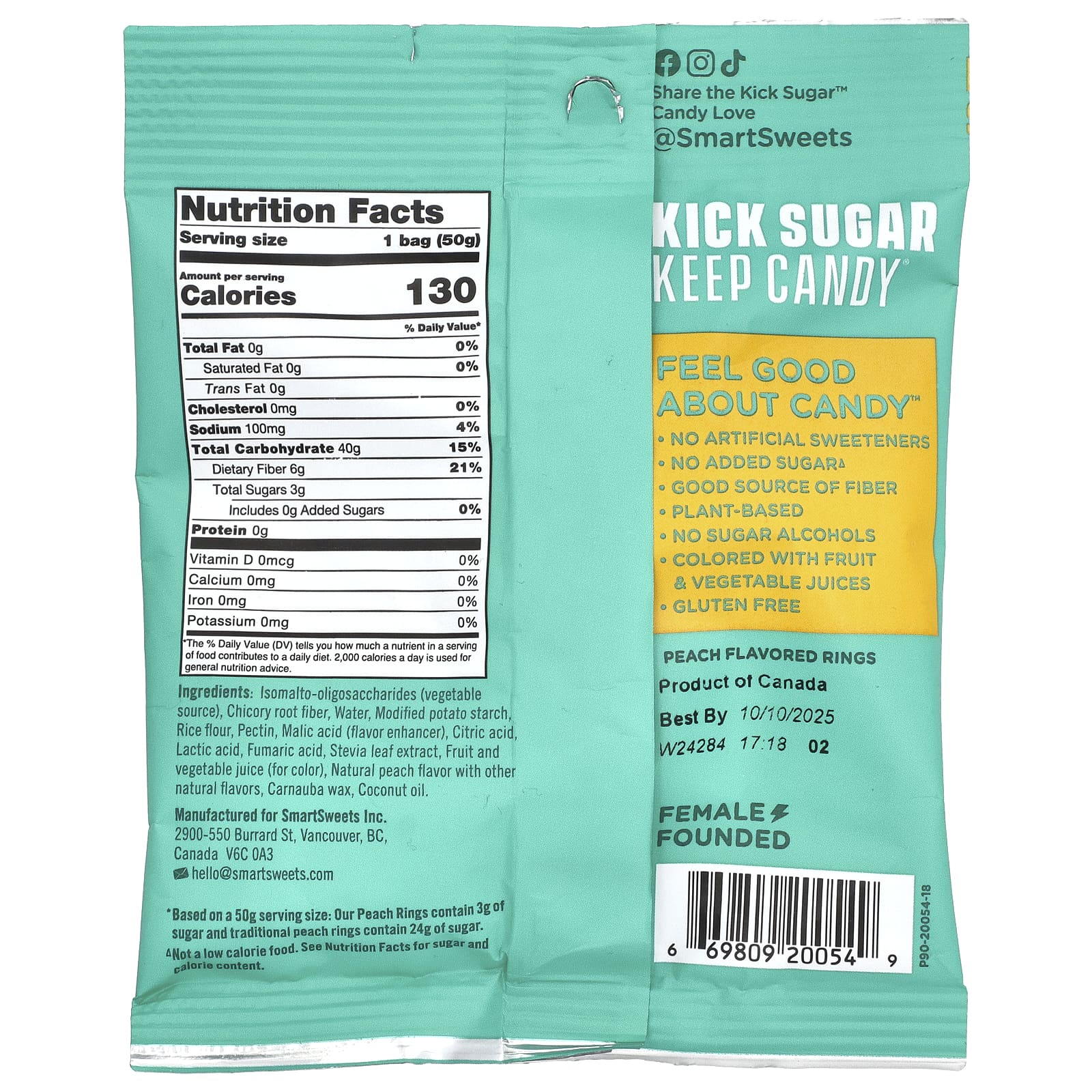 SmartSweets, Peach Rings, 1.8 oz (50 g) - Image 2