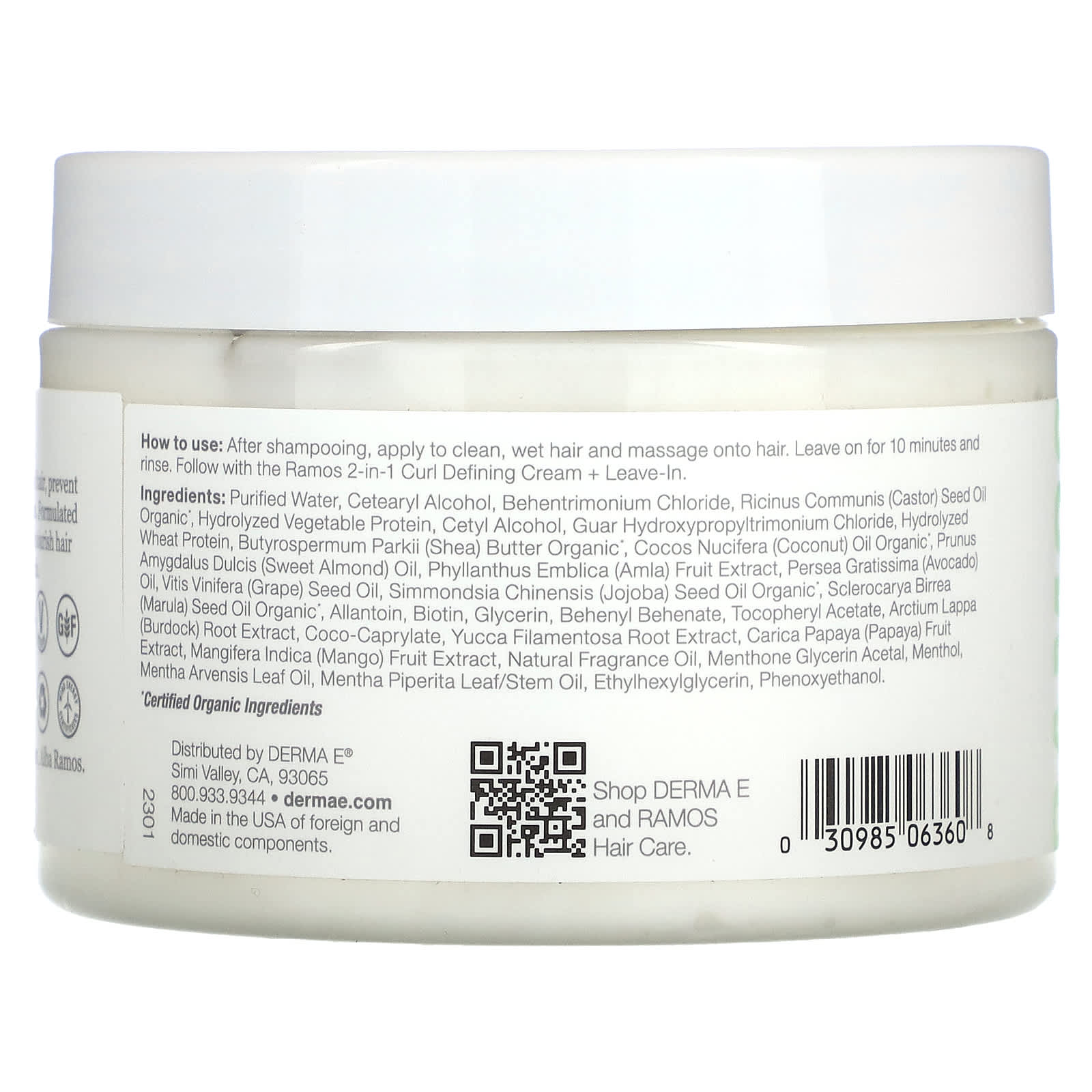 Derma E Clean Curls Curl Repair Treatment Mask, 10 oz - Image 2