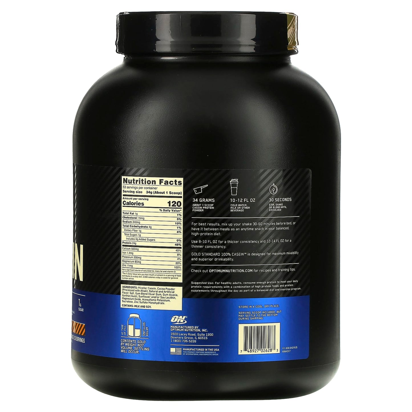 Optimum Nutrition, Gold Standard® 100% Casein, Chocolate Peanut Butter, 3.97 lb (1.8 kg) - Image 2