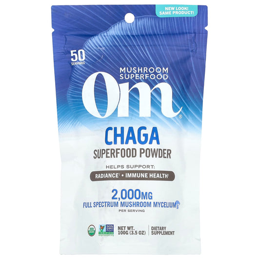 Om Mushrooms, Superfood Powder, Chaga, 3.5 oz (100 g) - Image 1