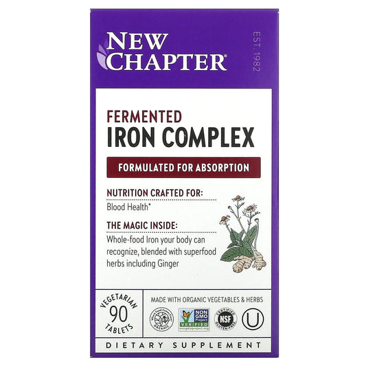 New Chapter, Fermented Iron Complex, 90 Vegetarian Tablets - Image 1