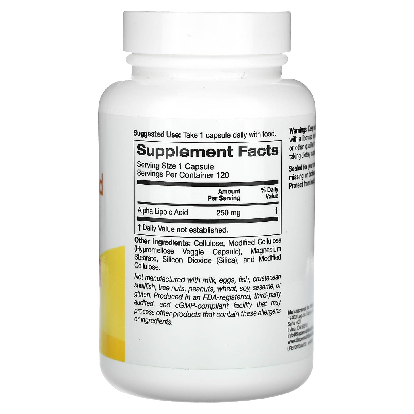 Boost Energy with Super Nutrition Alpha Lipoic Acid 250mg 120 Veggie Capsules - Image 2