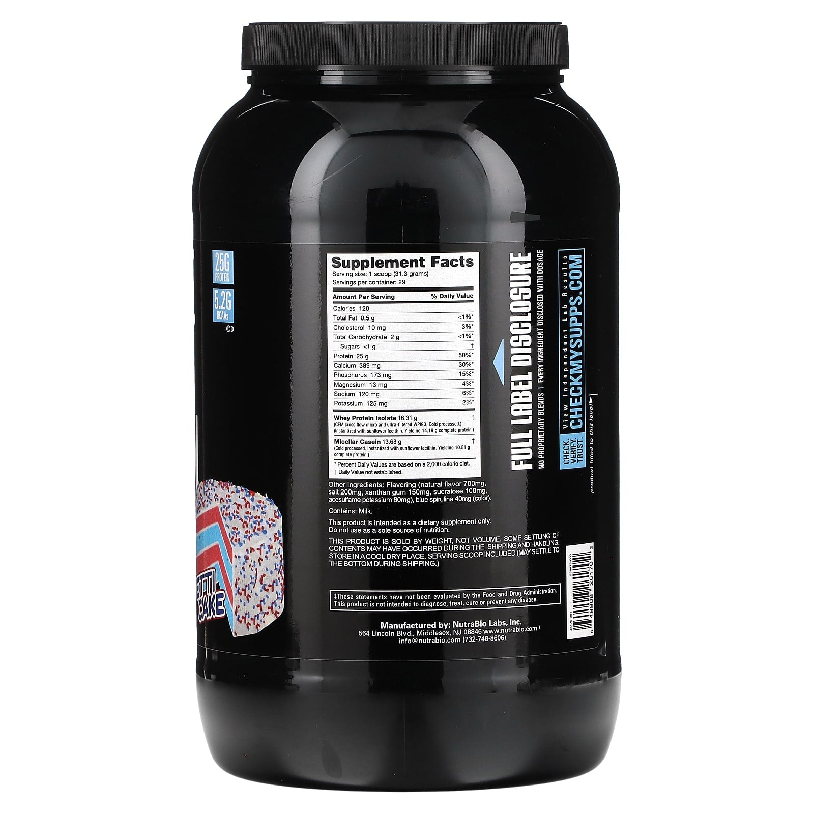 NutraBio, Muscle Matrix Protein, Confetti Cake, 2 lb (907 g) - Image 2
