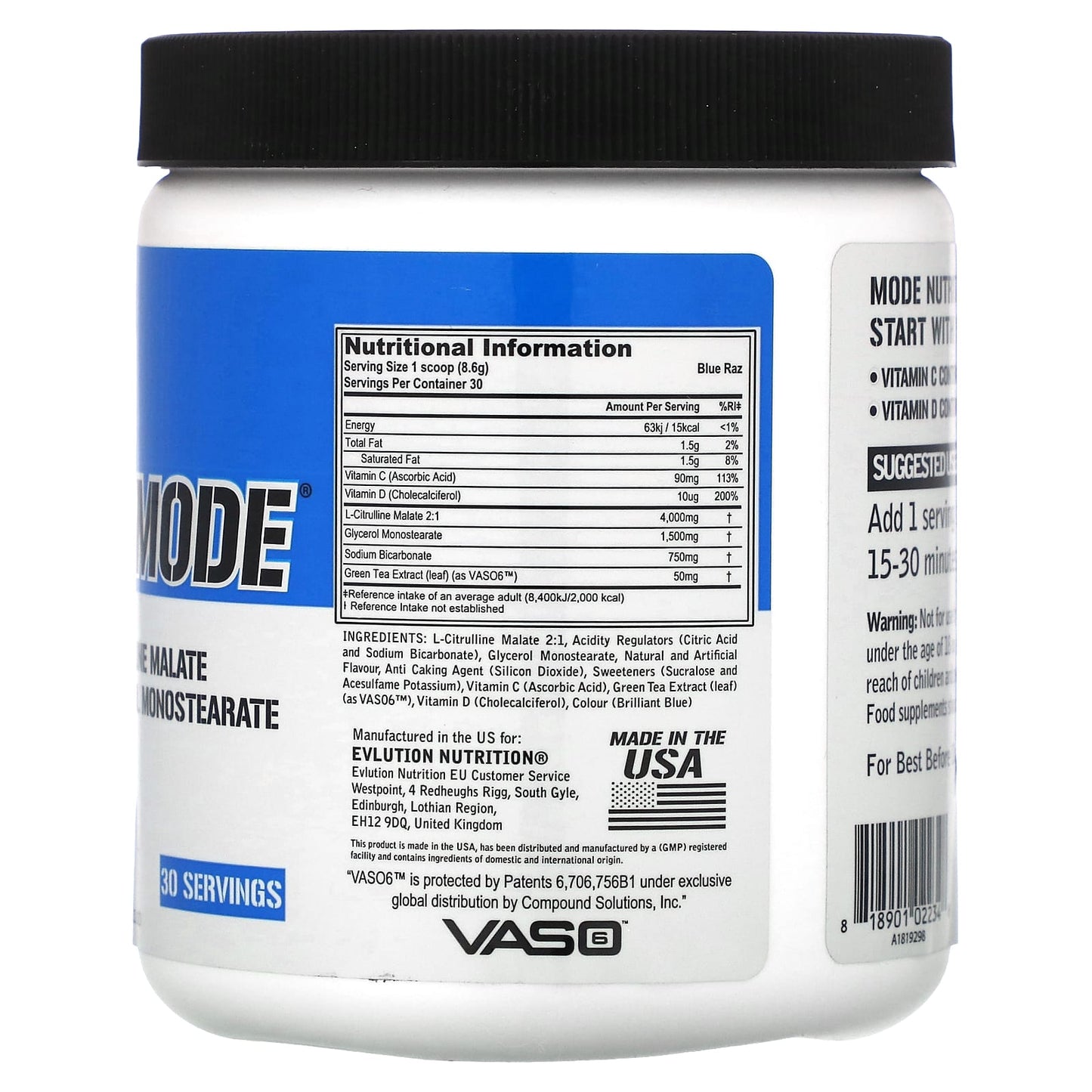 EVLution Nutrition PumpMode Blue Raz Pre-Workout Supplement, 9.1 oz (258 g) - Image 2