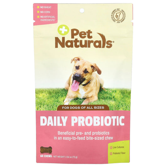 Pet Naturals, Daily Probiotic, For Dogs, All Sizes, 60 Chews, 2.54 oz (72 g)