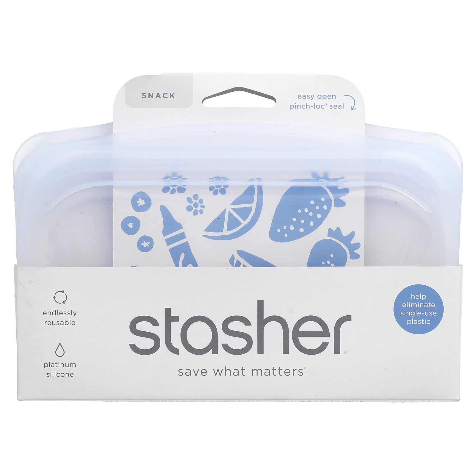 Stasher, Reusable Silicone Food Bag, Snack Size, Clear, 12 fl oz (355 ml) - Image 1