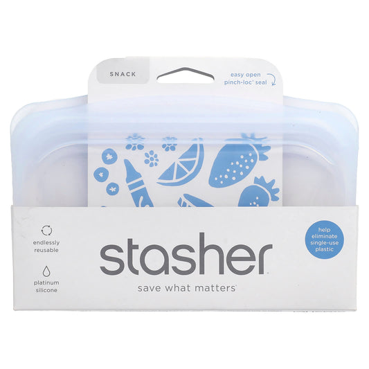 Stasher, Reusable Silicone Food Bag, Snack Size, Clear, 12 fl oz (355 ml) - Image 1