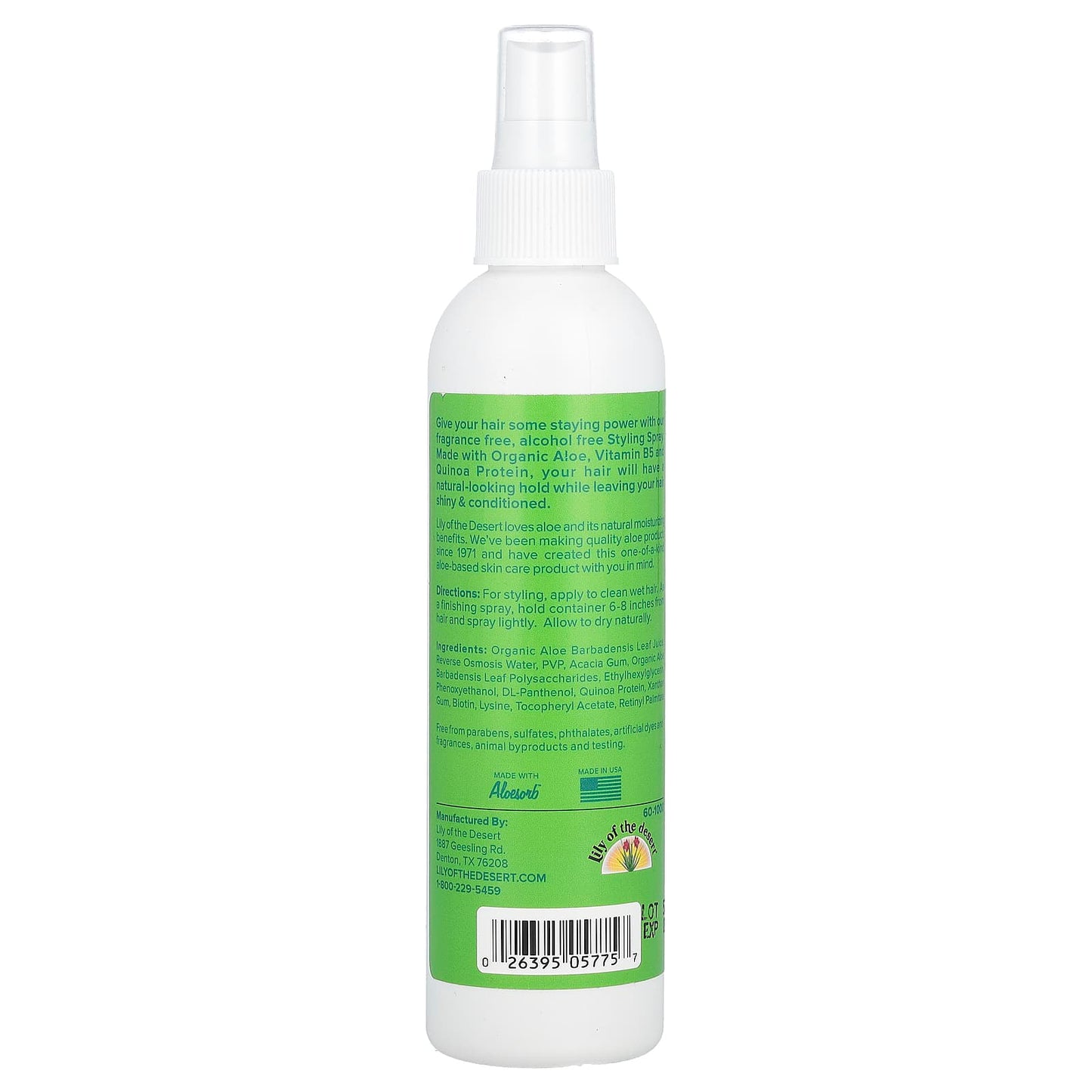 Lily of the Desert, Styling Spray, Natural Hold, Fragrance Free, 8 fl oz (236 ml) - Image 2