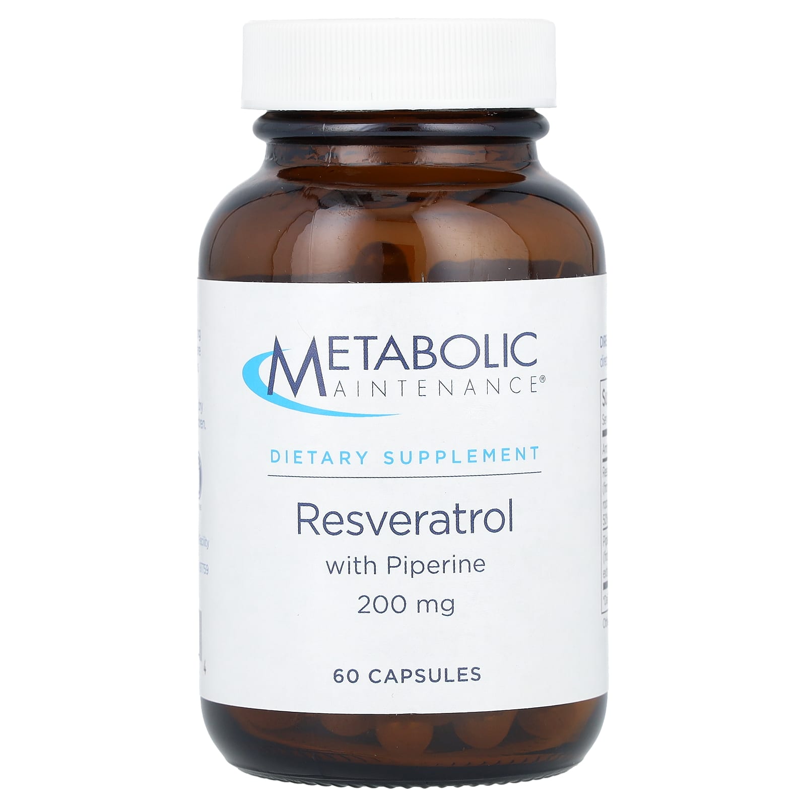 Metabolic Maintenance, Resveratrol with Piperine, 200 mg, 60 Capsules - Image 1