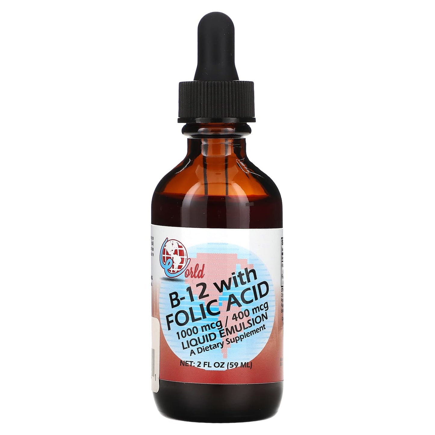 World Organic, B -12 With Folic Acid, 2 fl oz (59 ml) - Image 1