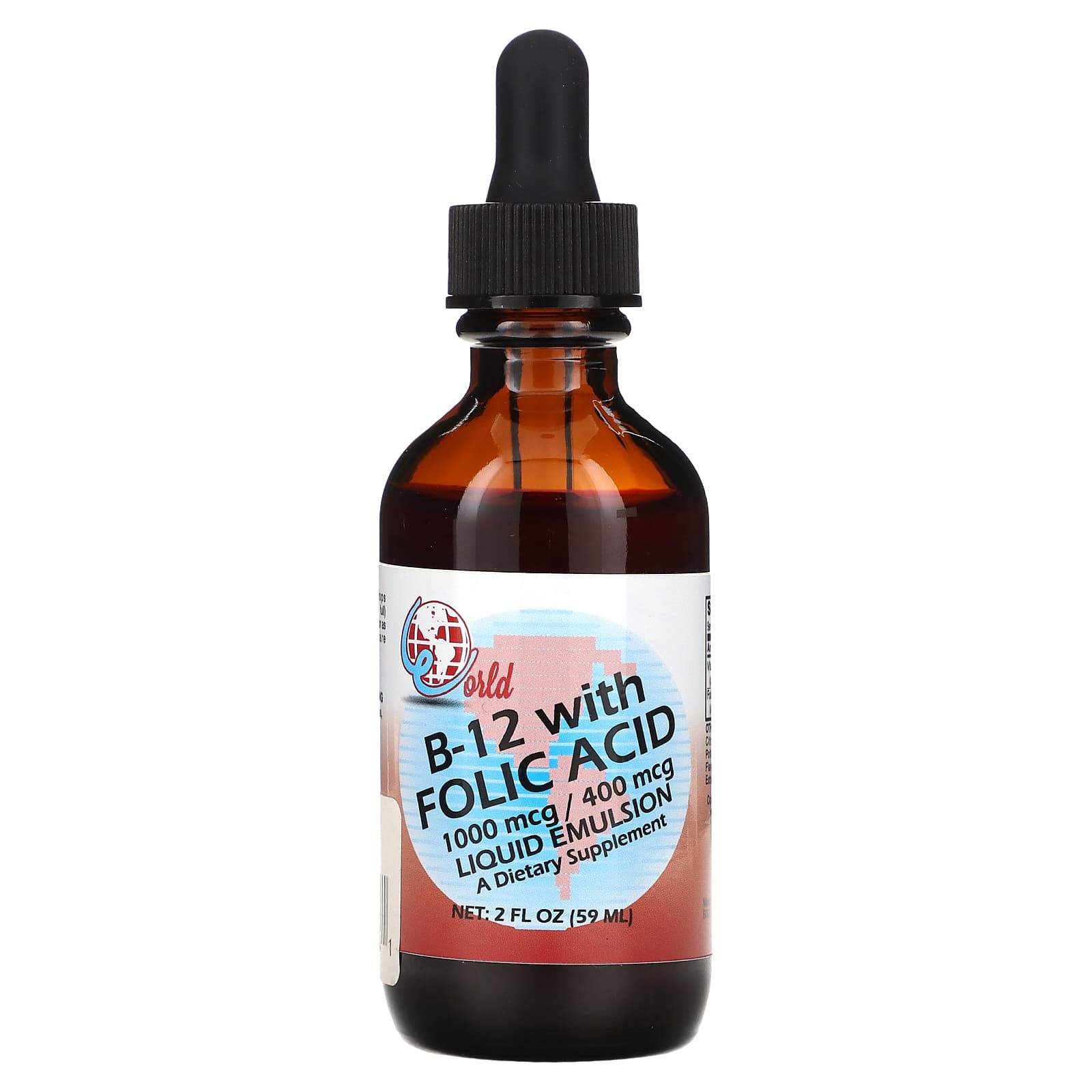 World Organic, B -12 With Folic Acid, 2 fl oz (59 ml) - Image 1