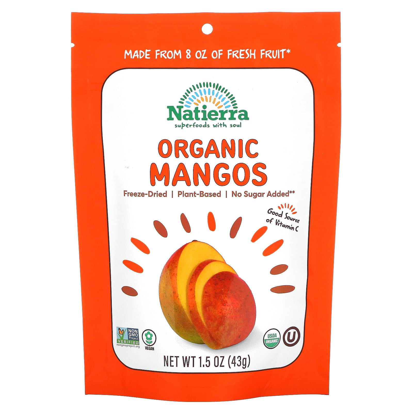 Natierra, Organic Freeze-Dried Mangos, 1.5 oz (43 g) - Image 1