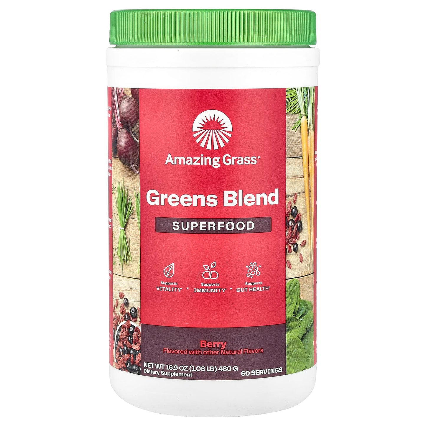 Amazing Grass Berry Greens Superfood Powder - 16.9 oz (480g) - Image 1