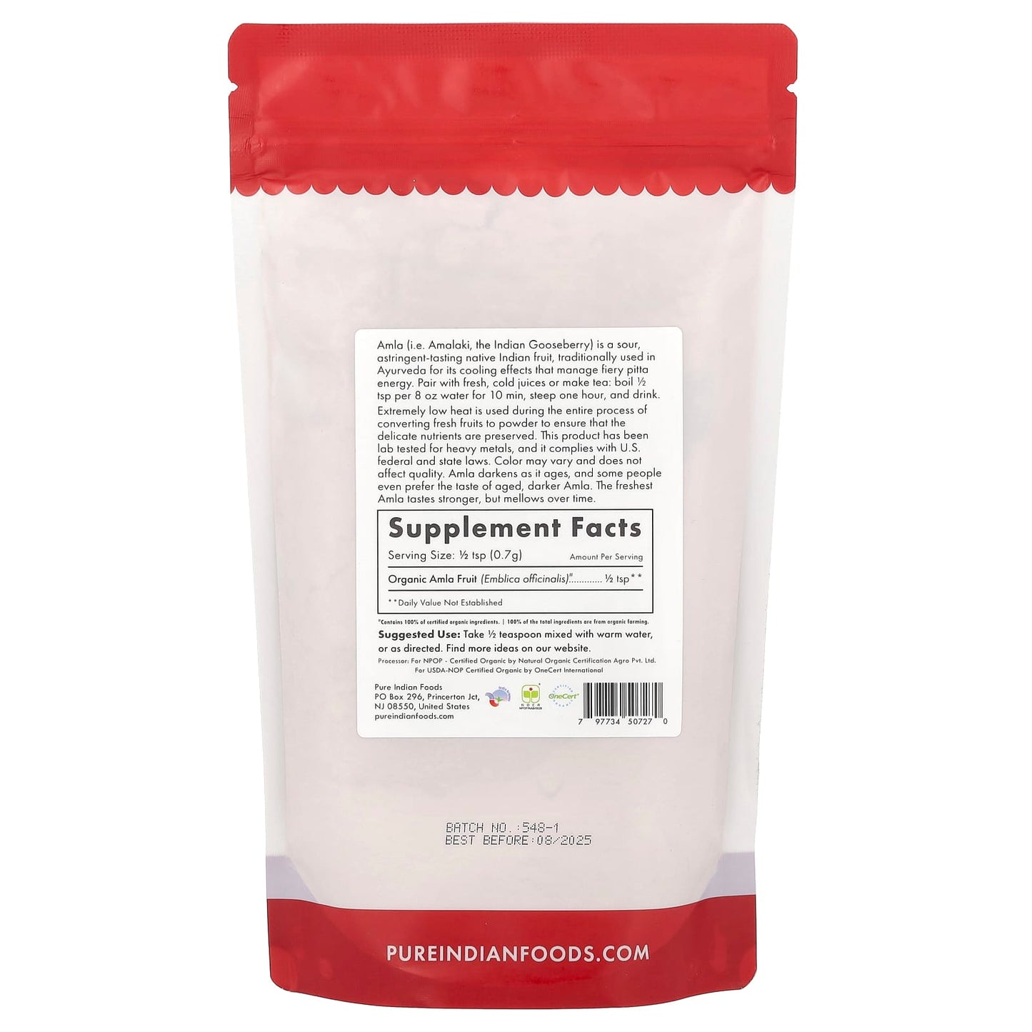 Pure Indian Foods, Organic Amla Powder, 8 oz (227 g) - Image 2