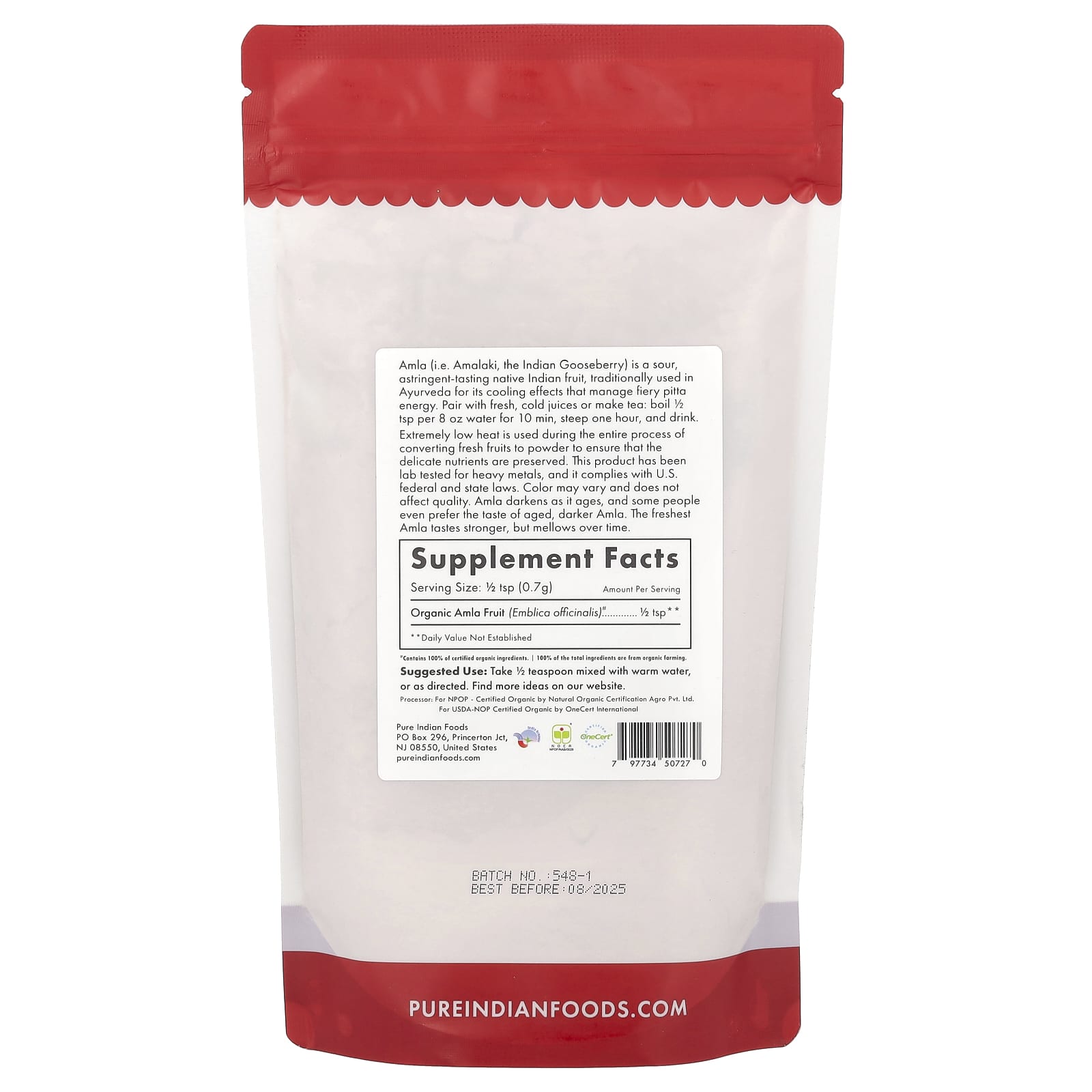 Pure Indian Foods, Organic Amla Powder, 8 oz (227 g) - Image 2
