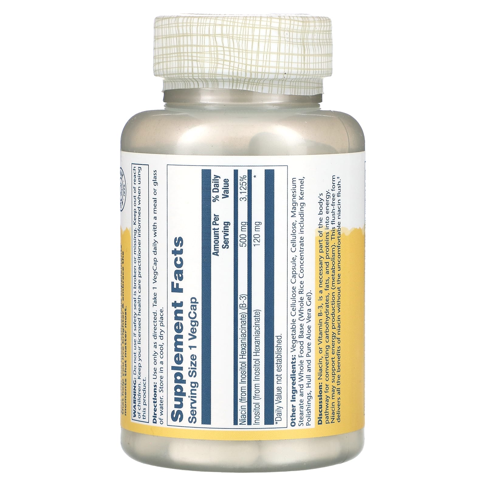 Solaray, No Flush Niacin, 500 mg, 100 VegCaps - Image 2