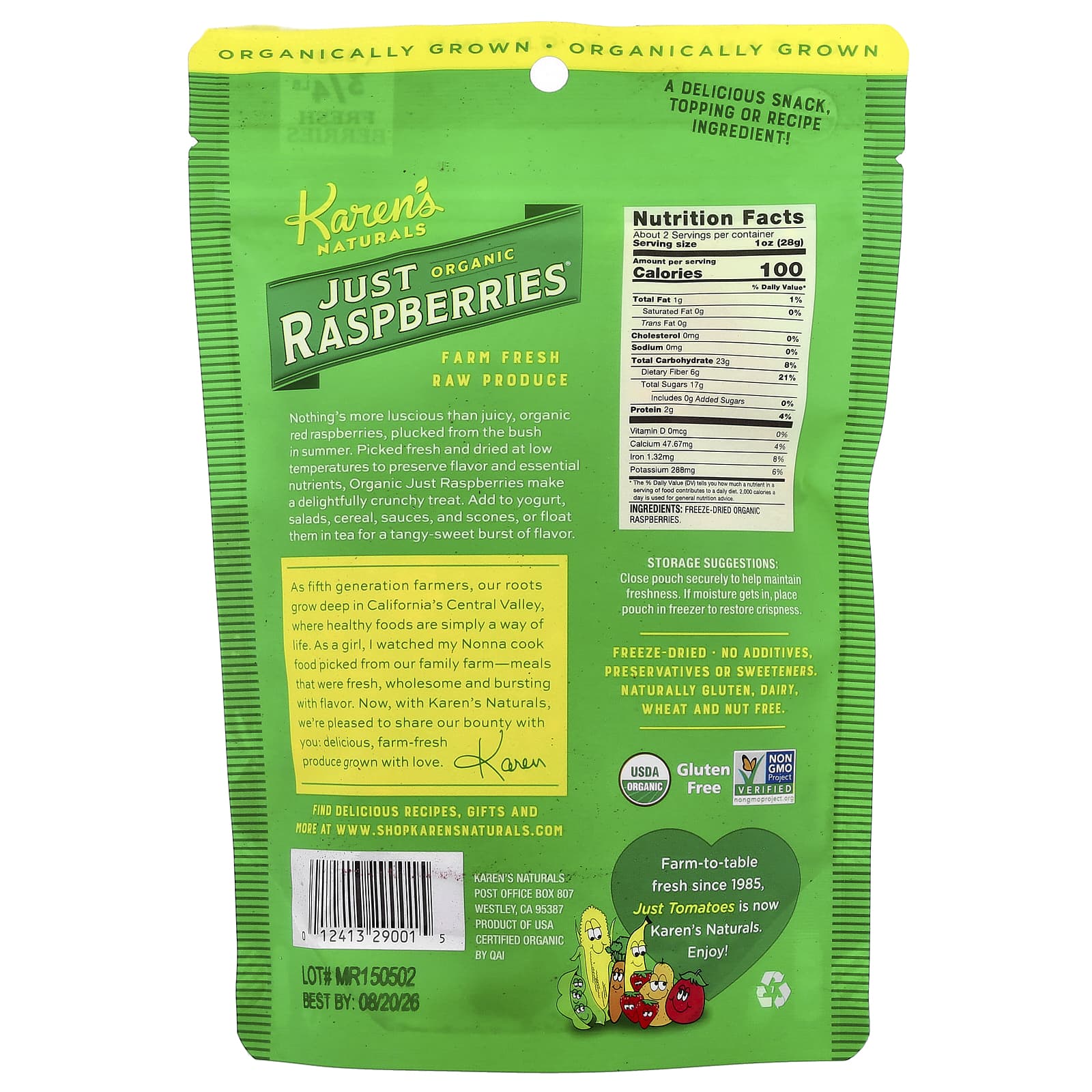 Karen's Naturals, Organic Just Raspberries, 1.5 oz (42 g) - Image 2