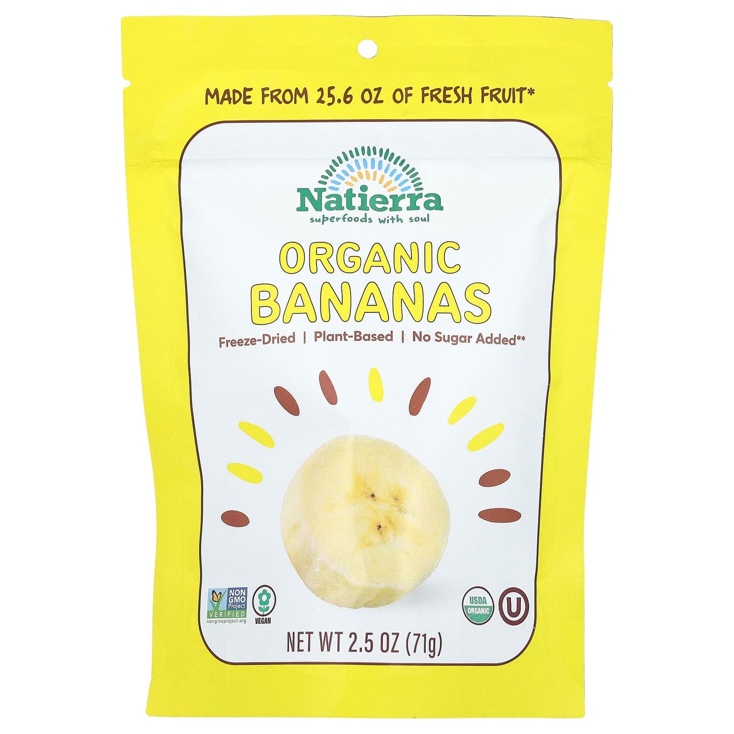 Natierra, Organic Freeze-Dried Bananas, 2.5 oz (71 g) - Image 1