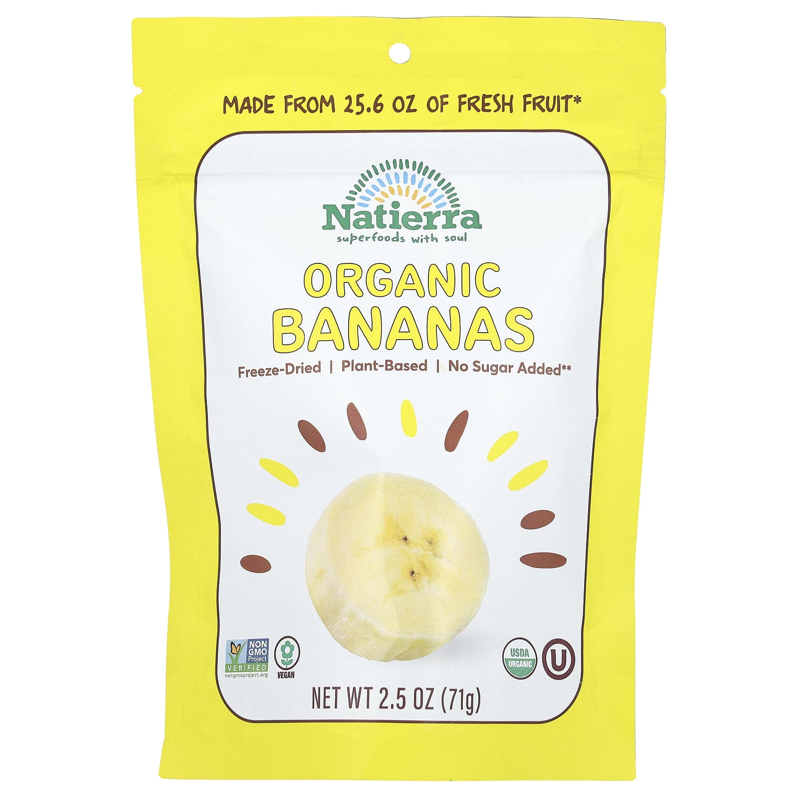 Natierra, Organic Freeze-Dried Bananas, 2.5 oz (71 g) - Image 1