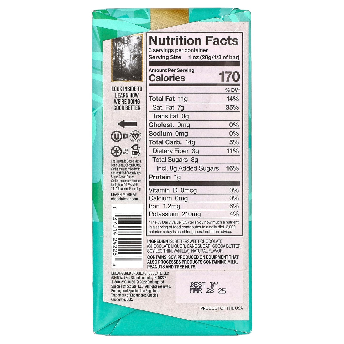 Dark Chocolate with Forest Mint | Fairtrade & Vegan | 72% Cocoa - Image 2